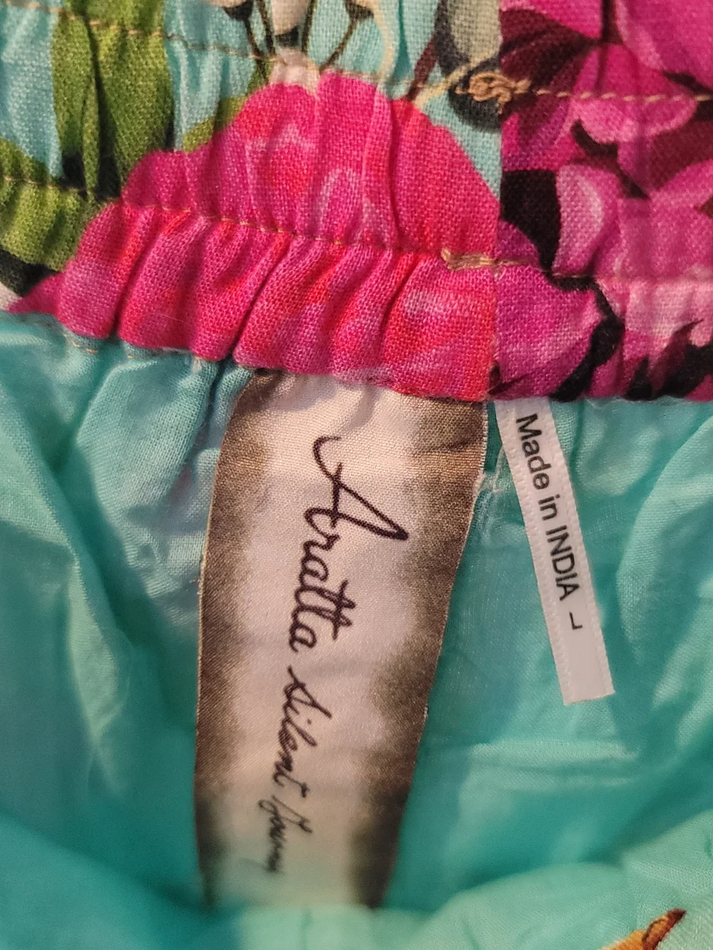 NWT ARATTA Serenity Springs Flare Pants Teal Floral Boho Vibrant Women's Size L - Picture 5 of 15
